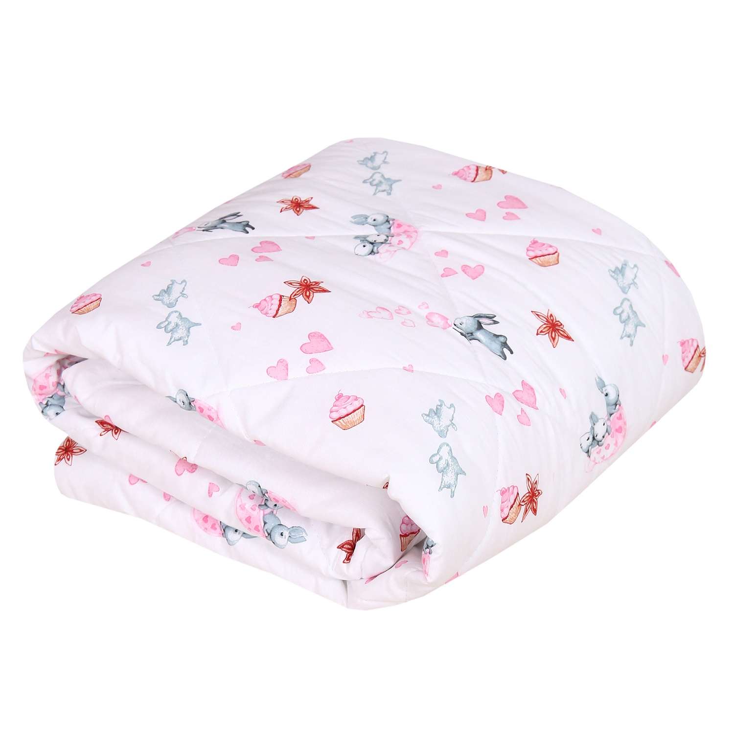 Одеяло Спаленка-kids детское всесезонное Rainbow 1.5-спальное зайчата-розовые - фото 1