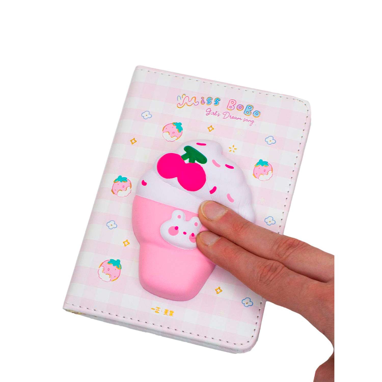 Блокнот со сквишем Михи-Михи мороженка Miss Bobo формат А6 розовый - фото 2
