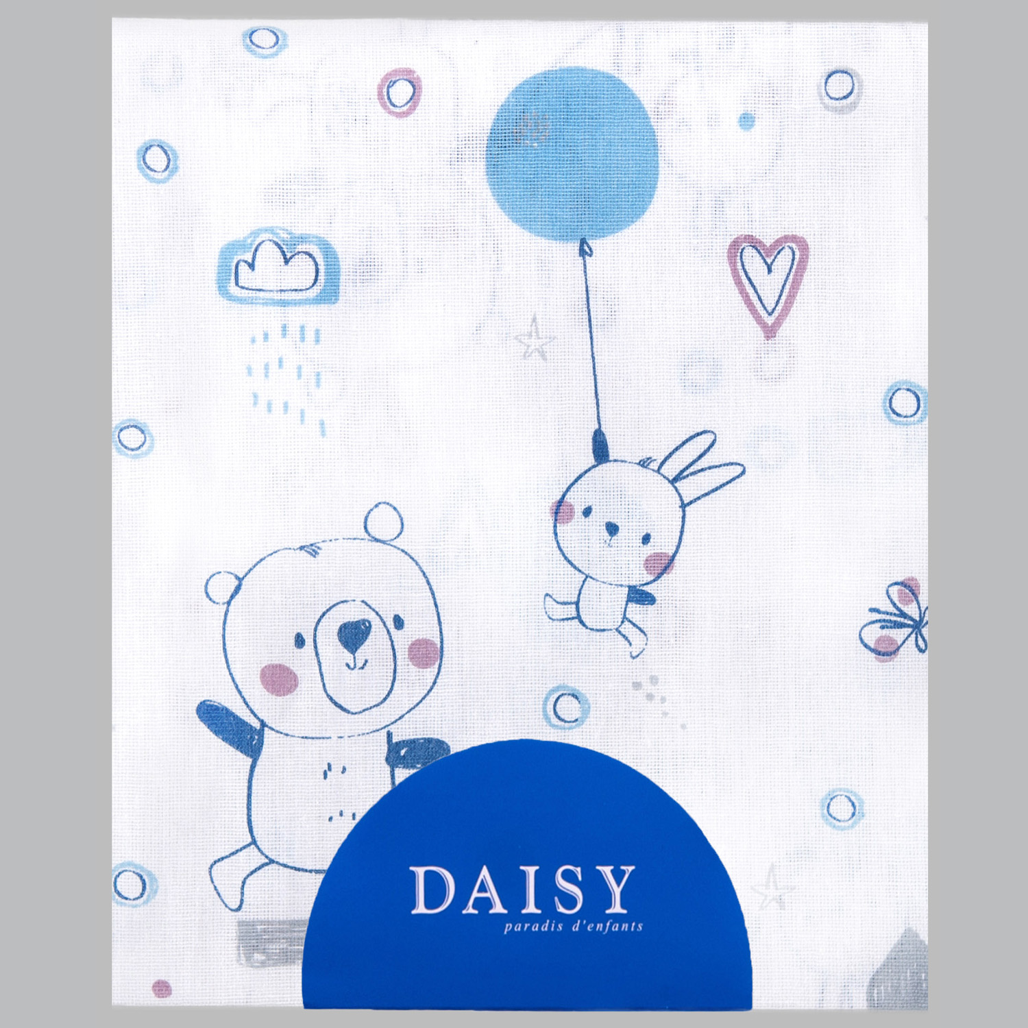 Пеленка Daisy Хлопок 1 шт. 75х120 см Мишка с шариком голубой - фото 1