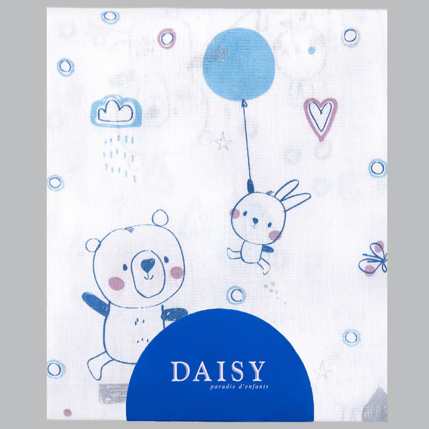 Пеленка Daisy Хлопок 1 шт. 75х120 см Мишка с шариком голубой - фото 1