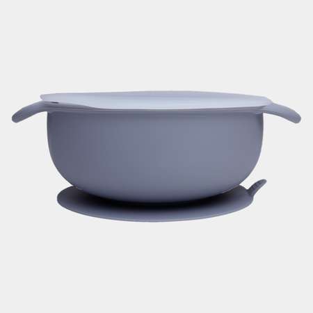 Набор детской посуды Moro Baby серый: тарелка крышка ложка
