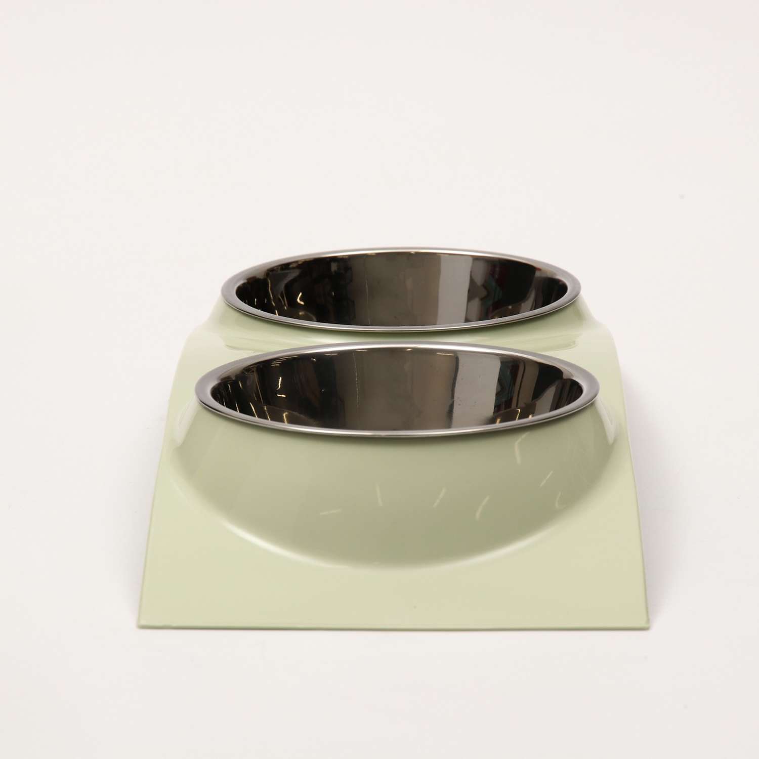 Миска Пижон металлическая двойная на пластиковой основе 38.5х16.7х5 см зелёная 160 мл - фото 5