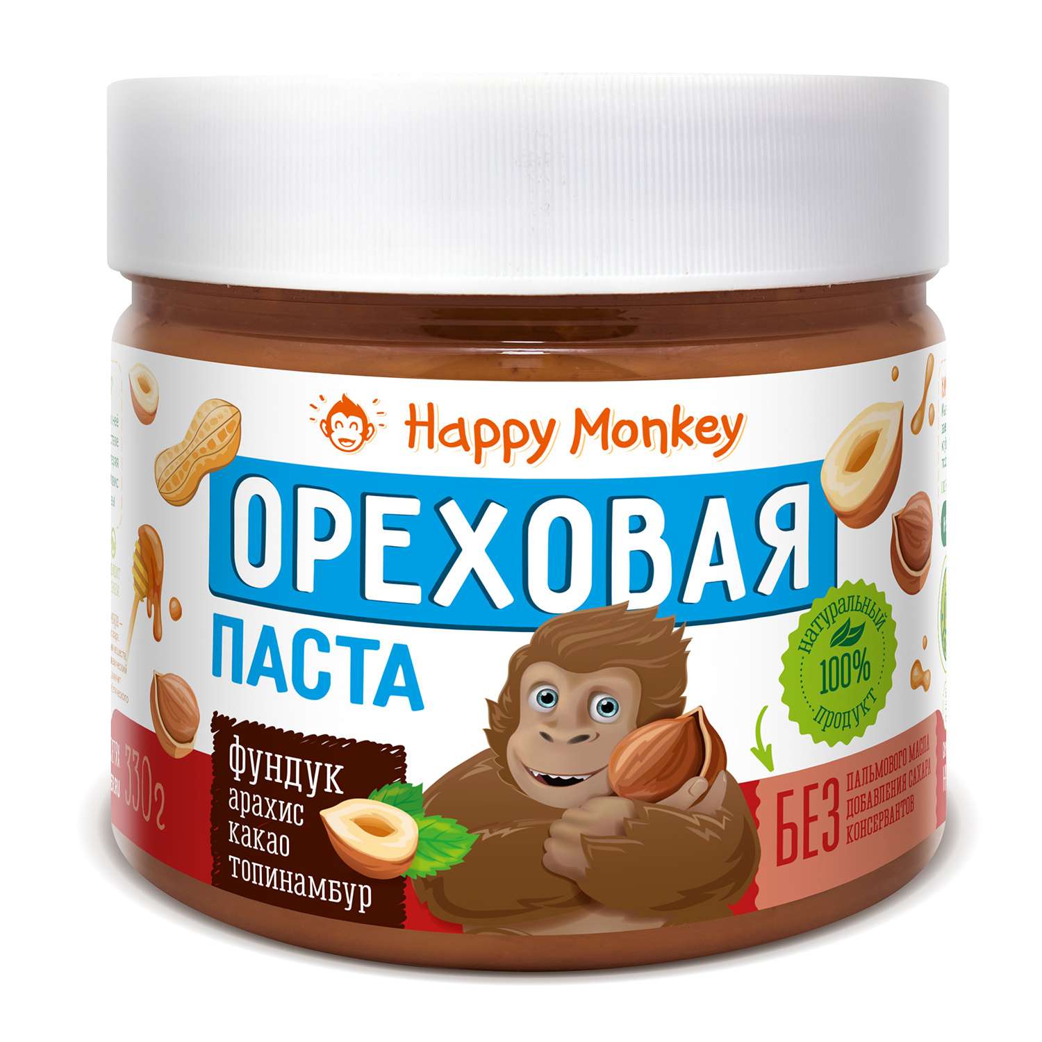 Паста Happy Monkey ореховая фундук 330г - фото 1