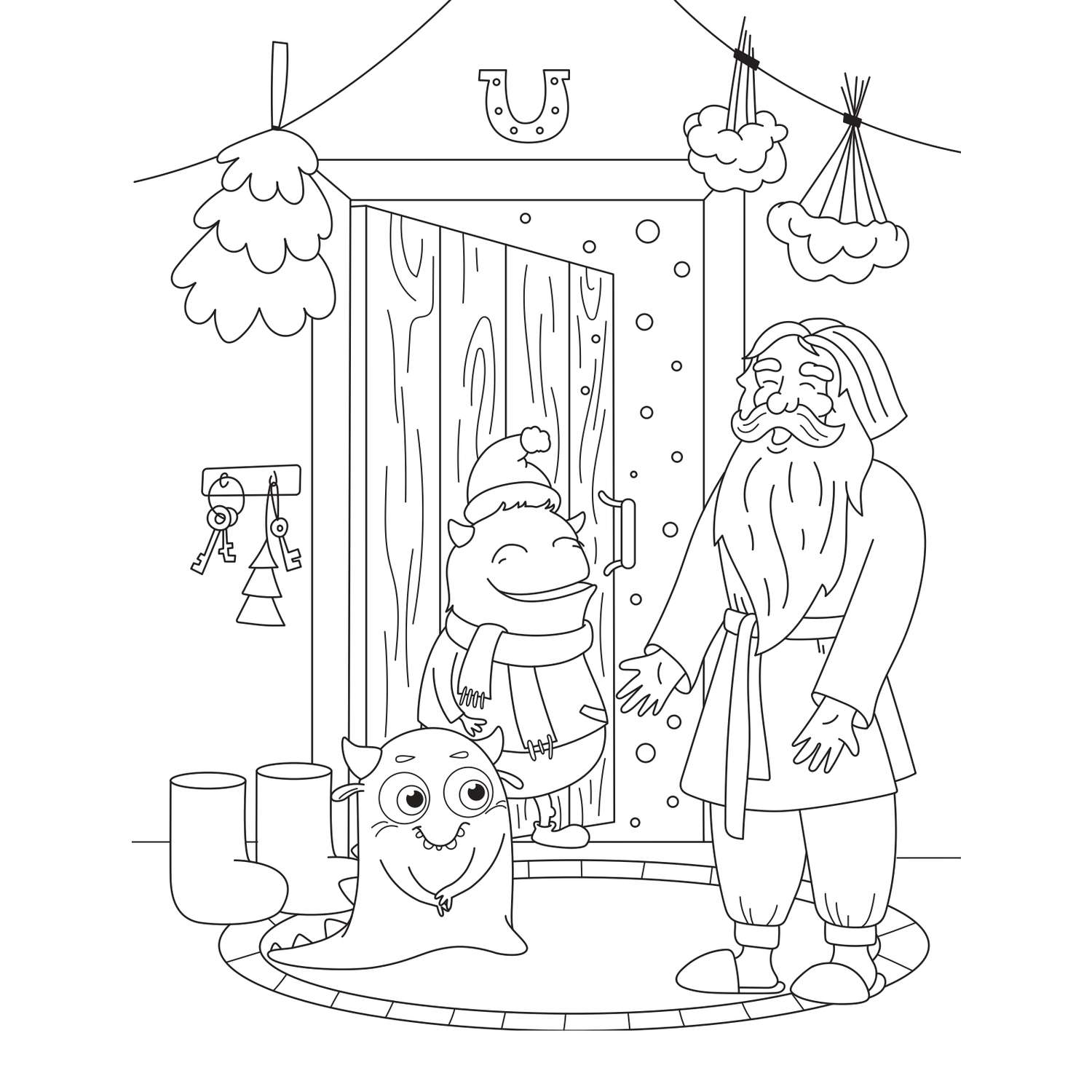 Книжка-раскраска с наклейками ТД Феникс Монстрики идут в гости к Деду Морозу - фото 2