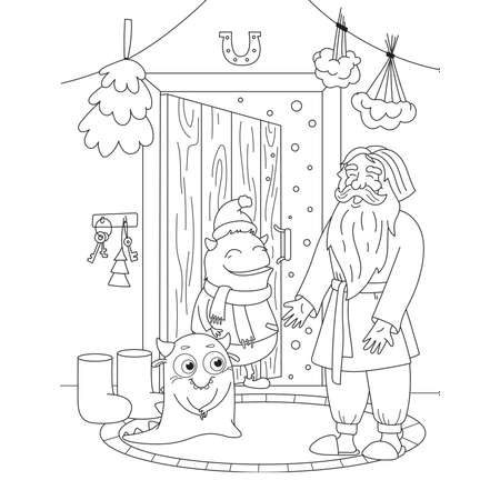 Книжка-раскраска с наклейками ТД Феникс Монстрики идут в гости к Деду Морозу
