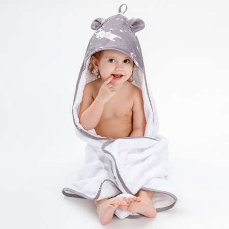 Полотенце с уголком AmaroBaby Cute Love Princess белое 90х90 см