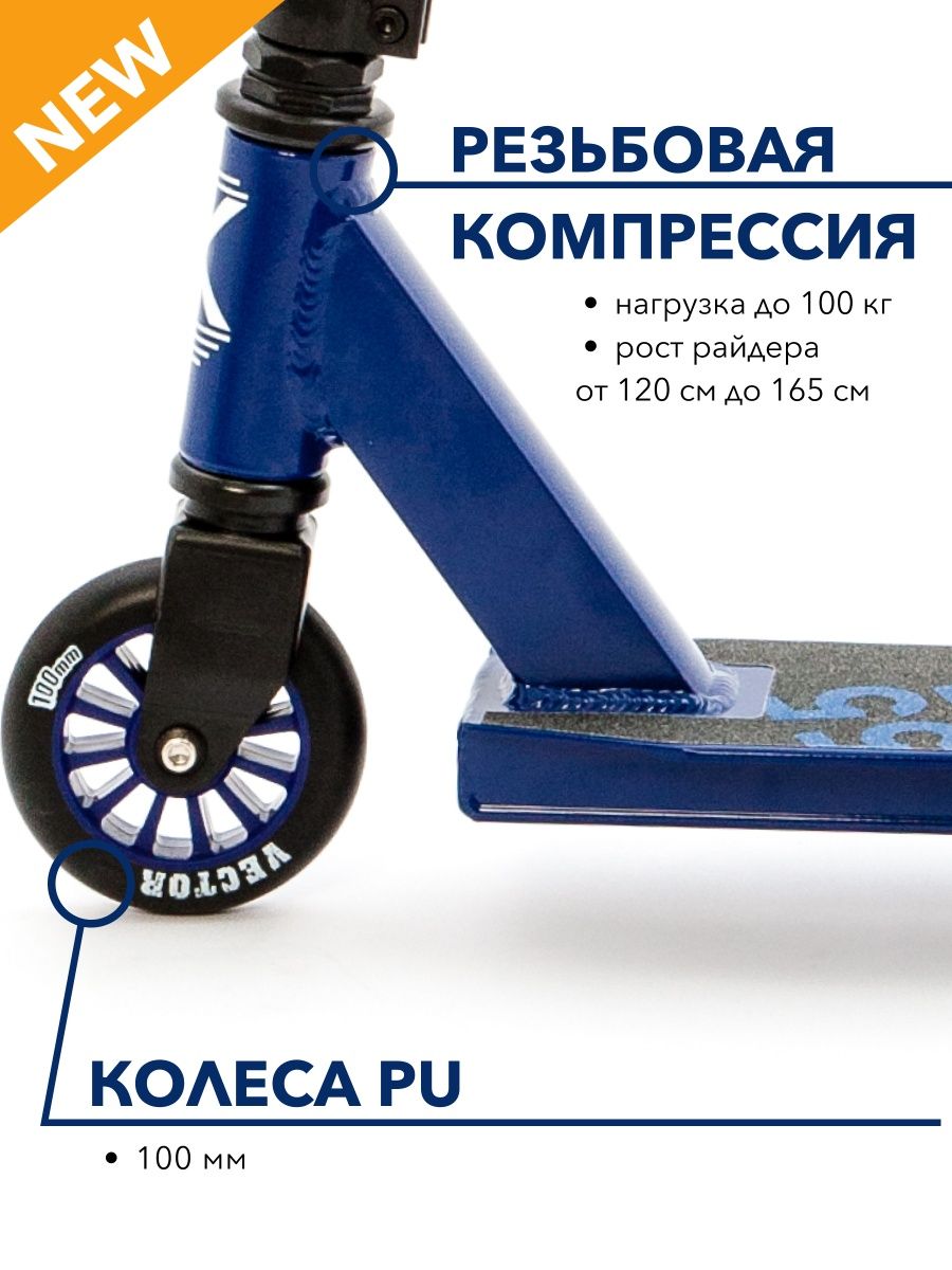 Самокат трюковой SCOOTER VECTOR_WX синий - фото 4