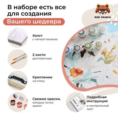 Картина по номерам 30*40 Red Panda Котик в шапочке