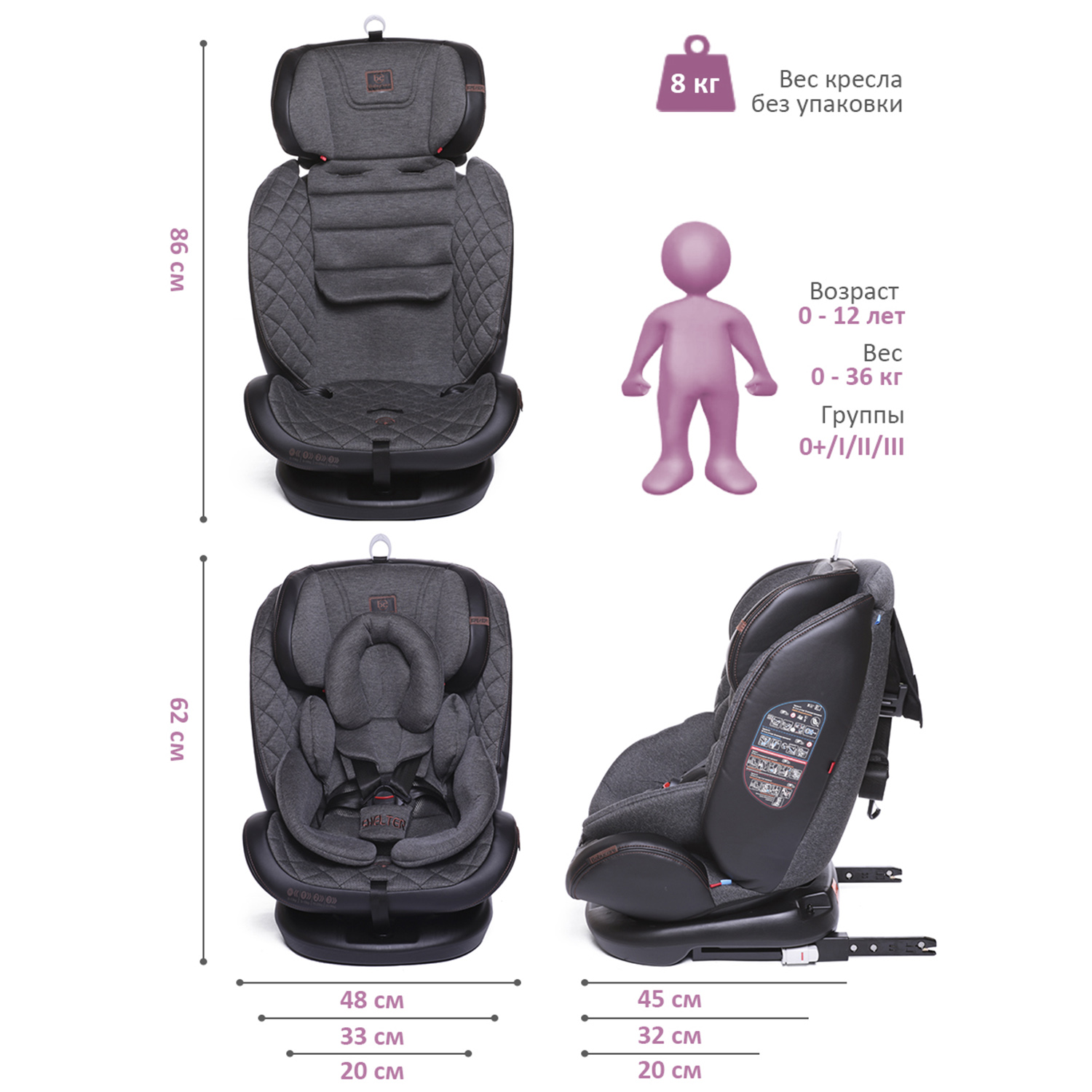 Автокресло BabyCare Shelter Isofix 0+/1/2/3 (0-36 кг) - фото 8