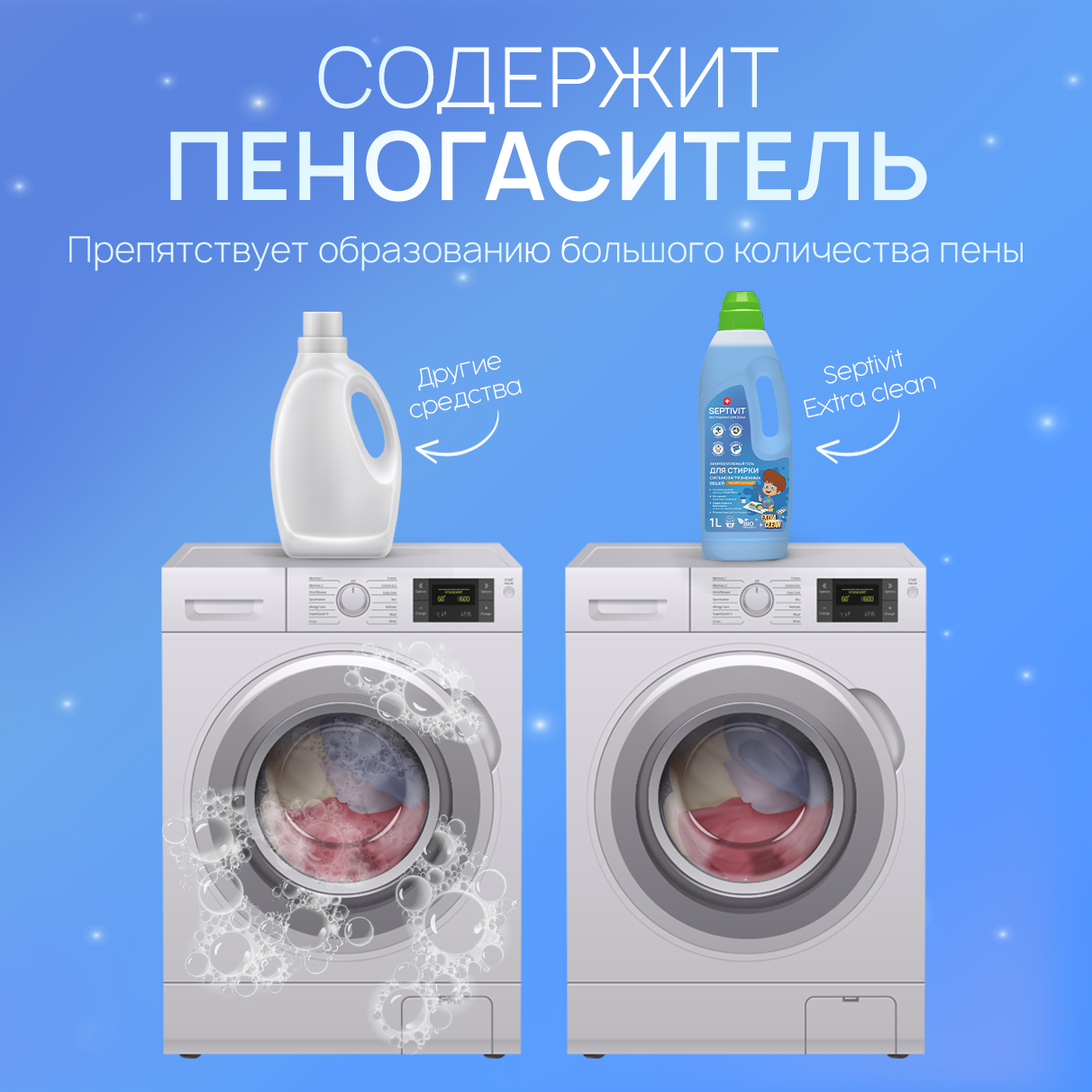 Гель для стирки SEPTIVIT Premium Универсальный Extra Clean 1л - фото 9