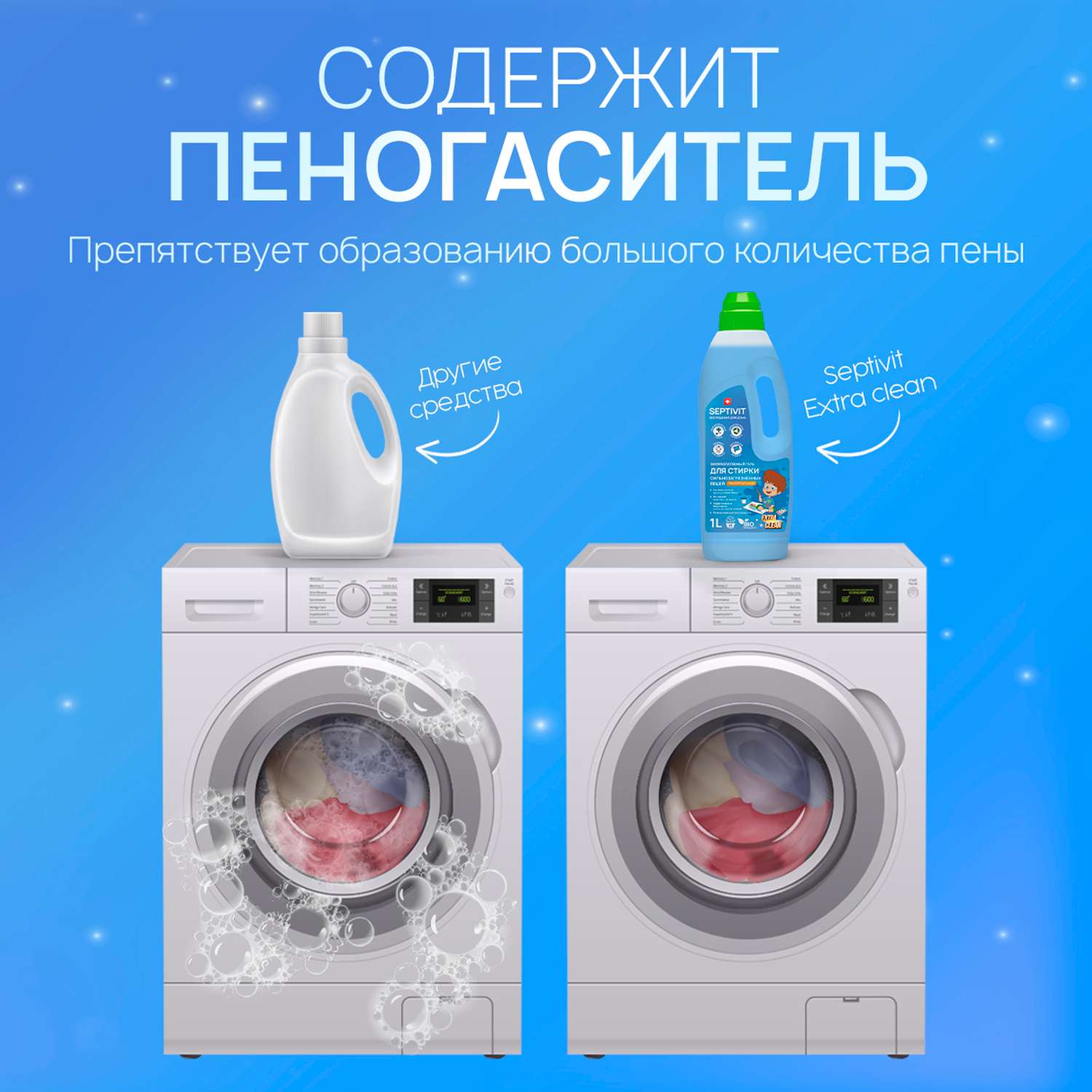 Гель для стирки SEPTIVIT Premium Универсальный Extra Clean 1л - фото 9