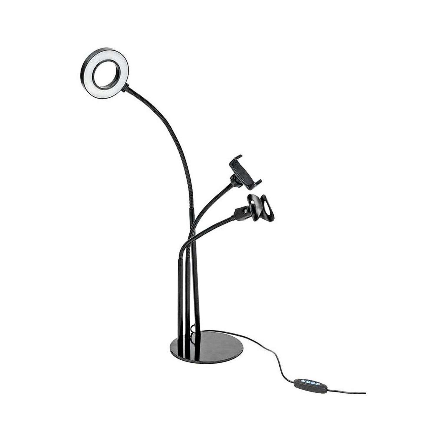 Селфи-лампа Uniglodis с держателем для телефона и микрофона черная - фото 1