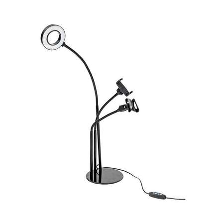 Селфи-лампа Uniglodis с держателем для телефона и микрофона черная