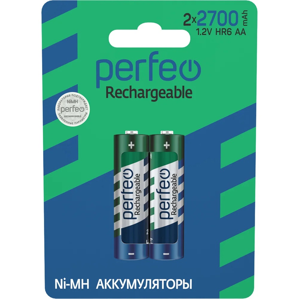 Аккумуляторные батарейки Perfeo AA2700mAh 2 штуки - фото 1