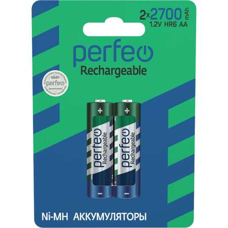 Аккумуляторные батарейки Perfeo AA2700mAh 2 штуки