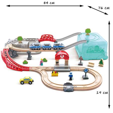 Детская железная дорога Hape с контейнером для хранения Городской поезд E3771_HP