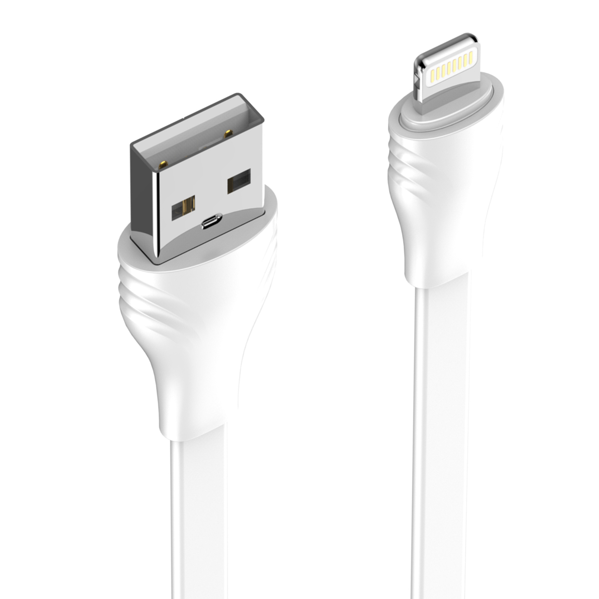 Кабель USB-Lightning LDNIO LS552 2м / 2.1 А / медь: 86 жил / плоский / белый - фото 3