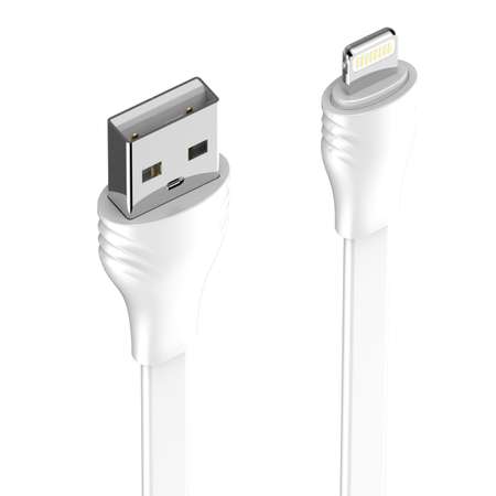 Кабель USB-Lightning LDNIO LS552 2м / 2.1 А / медь: 86 жил / плоский / белый