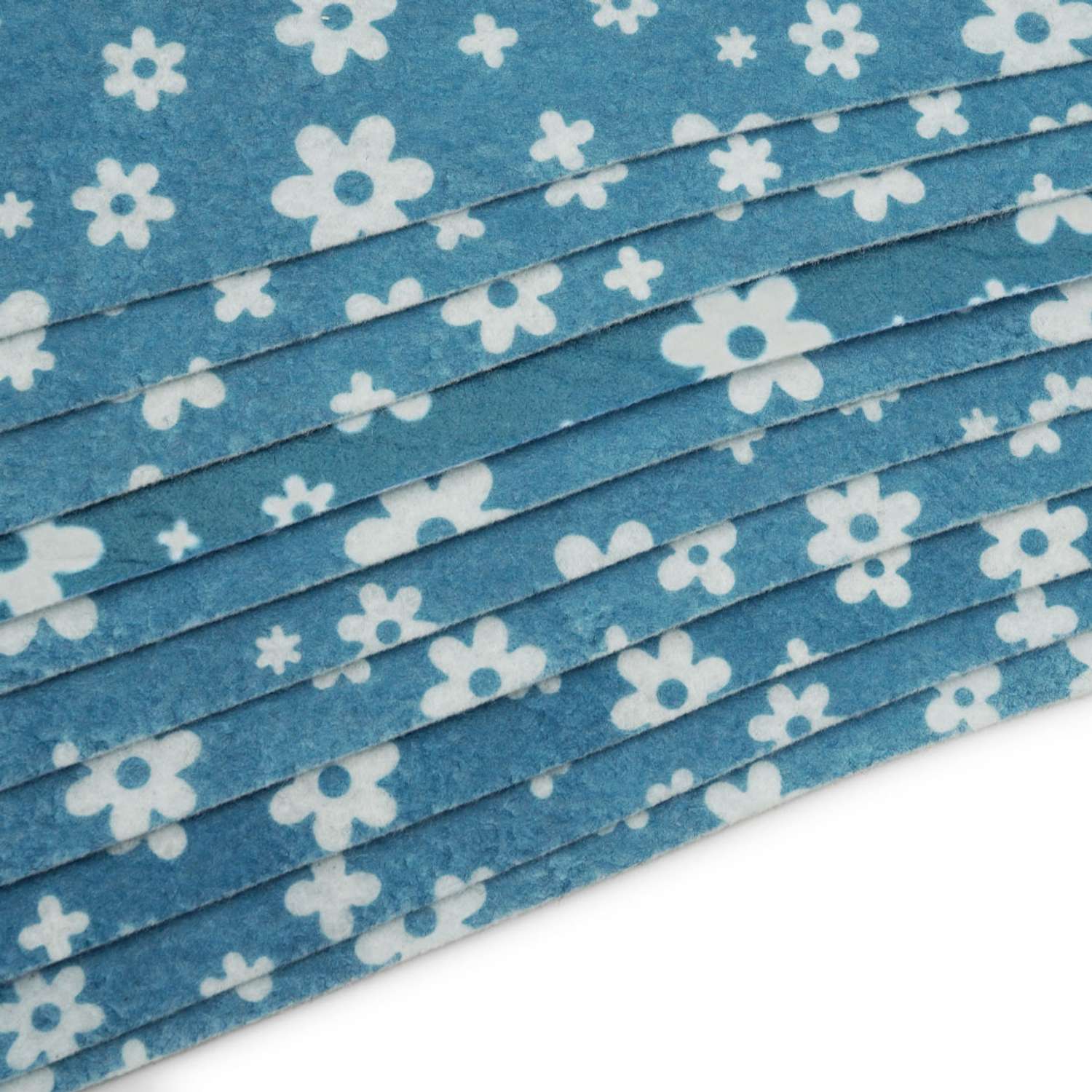 Фетр Astra Craft Листовой мягкий с рисунком Цветочки толщина 1 мм в упаковке 10 шт цвет голубой - фото 2
