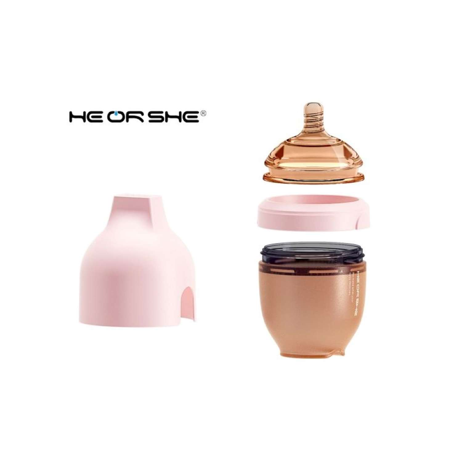 Бутылочка антиколиковая HEORSHE Ultra Wide Neck Baby Bottle от 0 месяцев 160 мл розовая - фото 2