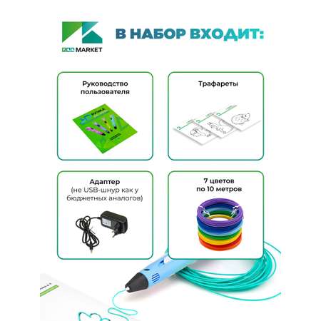 3D ручка ECC Market 3DPEN 2 7 голубая