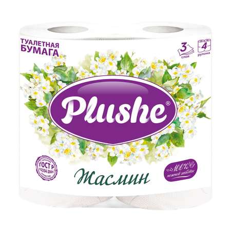 Бумага туалетная PLUSHE Deluxe Light Жасмин 4 рулона*15 м 3 слоя