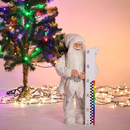 Фигура декоративная BABY STYLE Дед Мороз белый костюм лыжи 60 см
