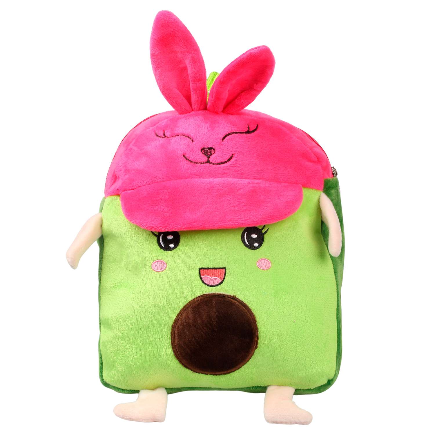 Рюкзак-игрушка Little Mania салатовый Авокадо с кепочкой фуксия - фото 1