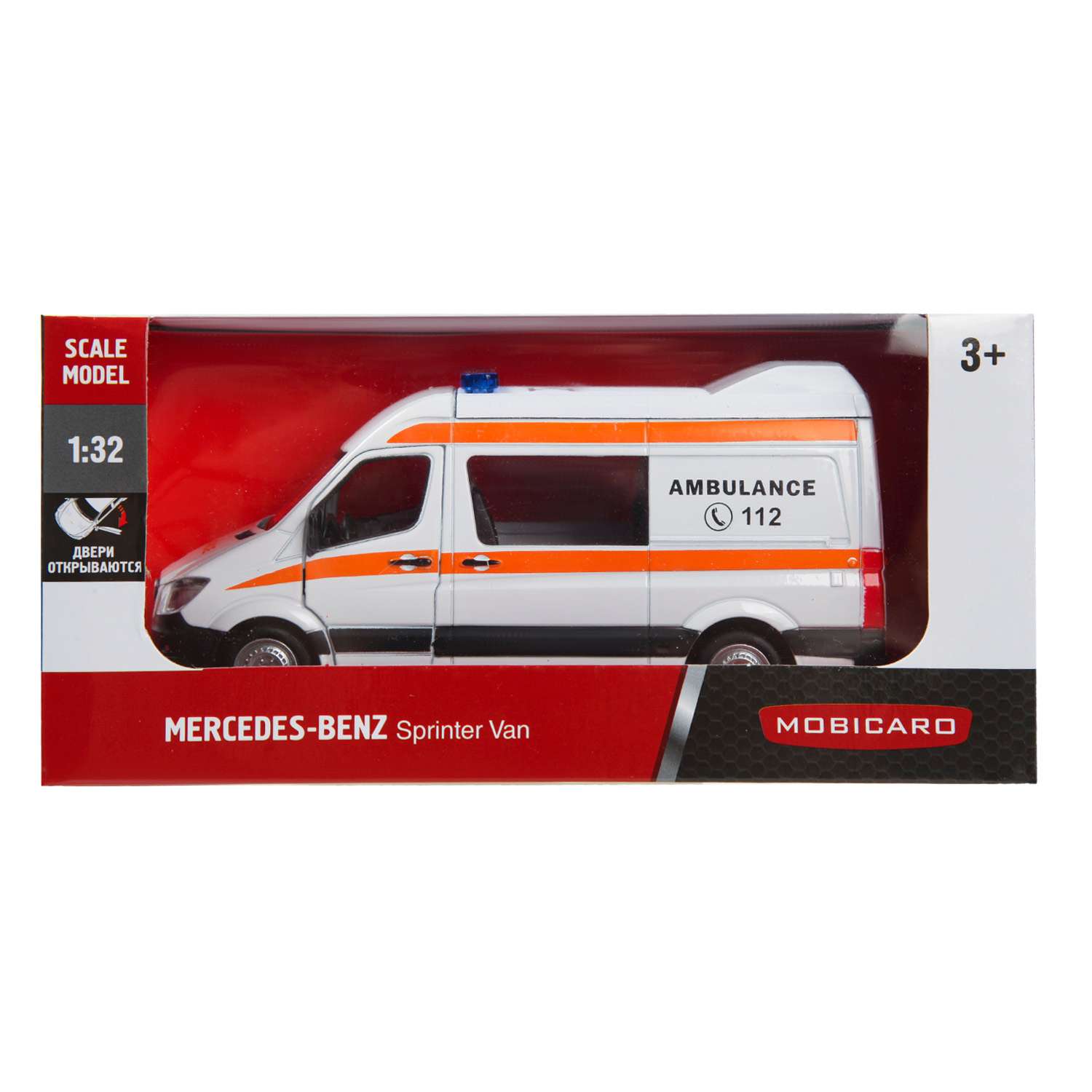 Машинка Mobicaro 1:32 Mercedes-Benz Sprinter Van Скорая помощь 544024 544024 - фото 2