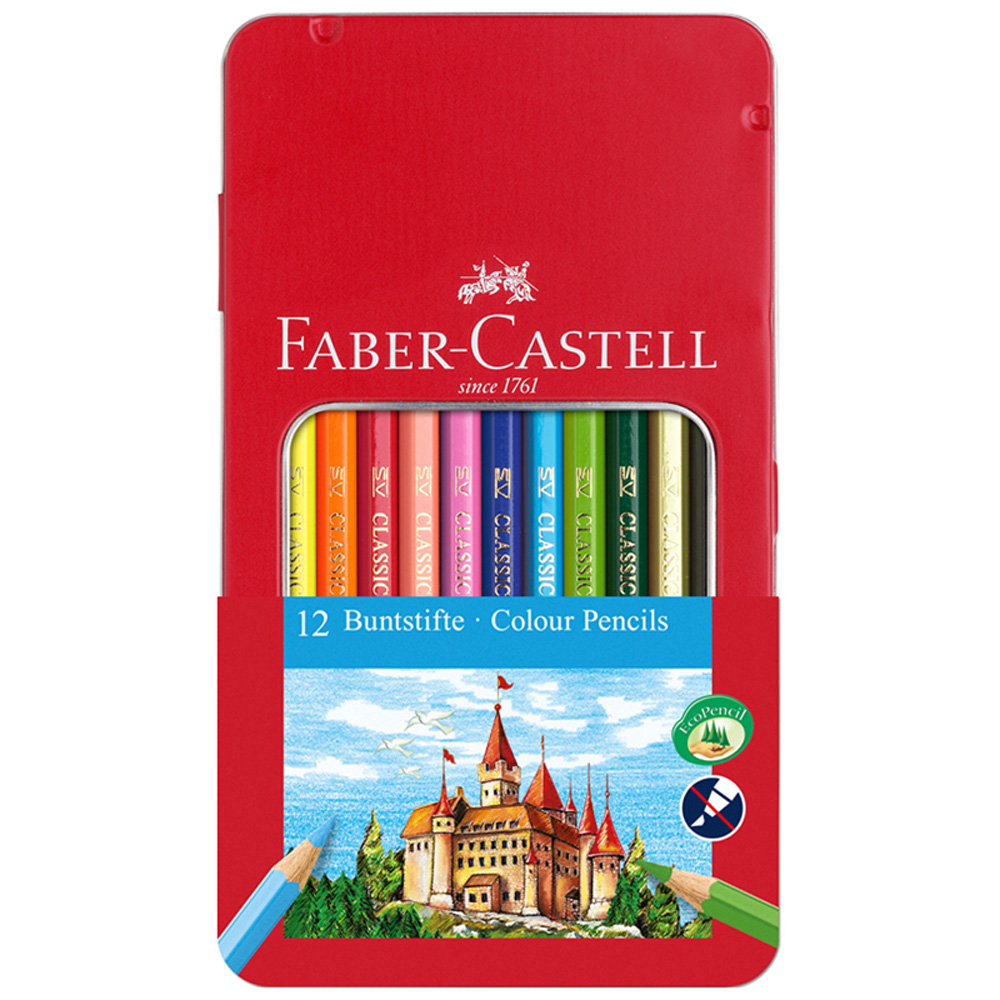 Карандаши цветные Faber Castell Замок 12 цветов шестигранные заточеные - фото 1