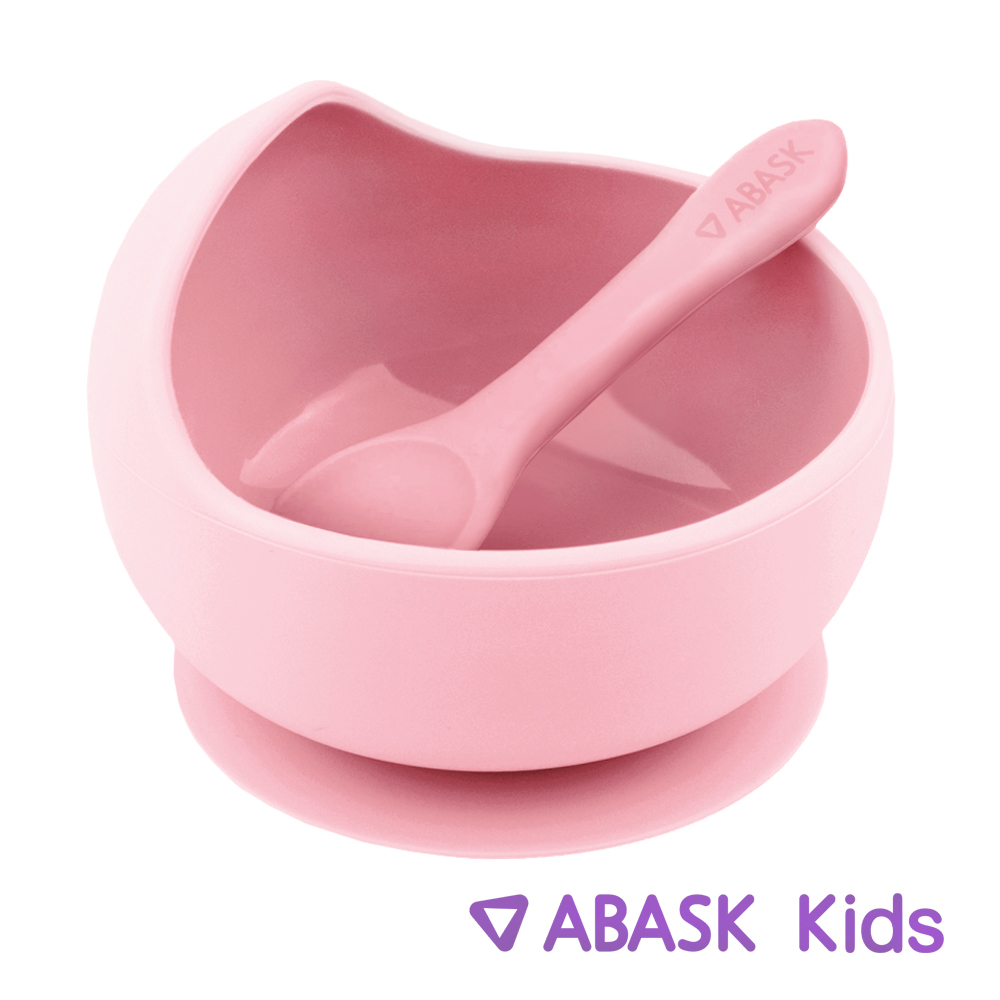 Силиконовая тарелка с ложкой ABASK bubblegum - фото 1