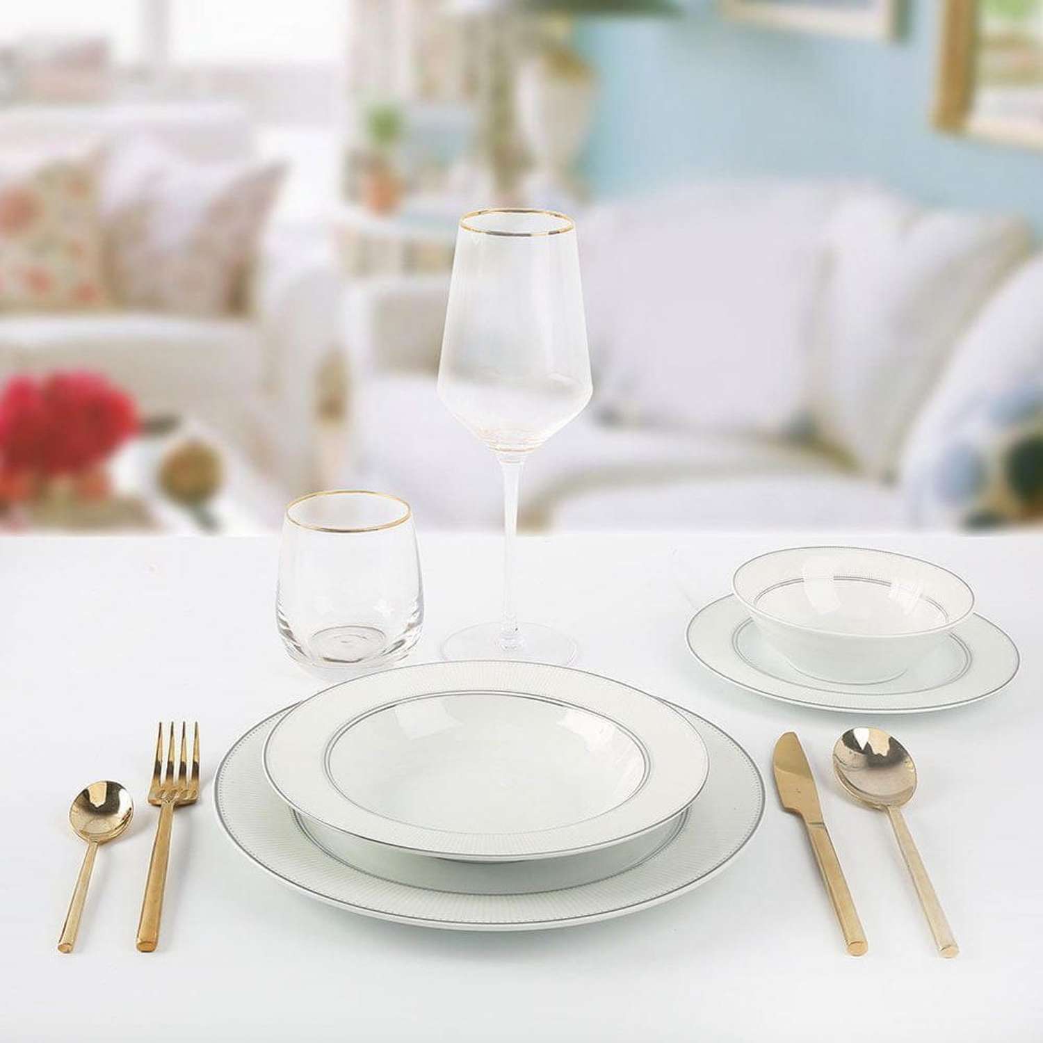 Набор столовой посуды Arya Home Collection для кухни Arya Gisella Elegant 24 предмета на 6 персон фарфор - фото 1