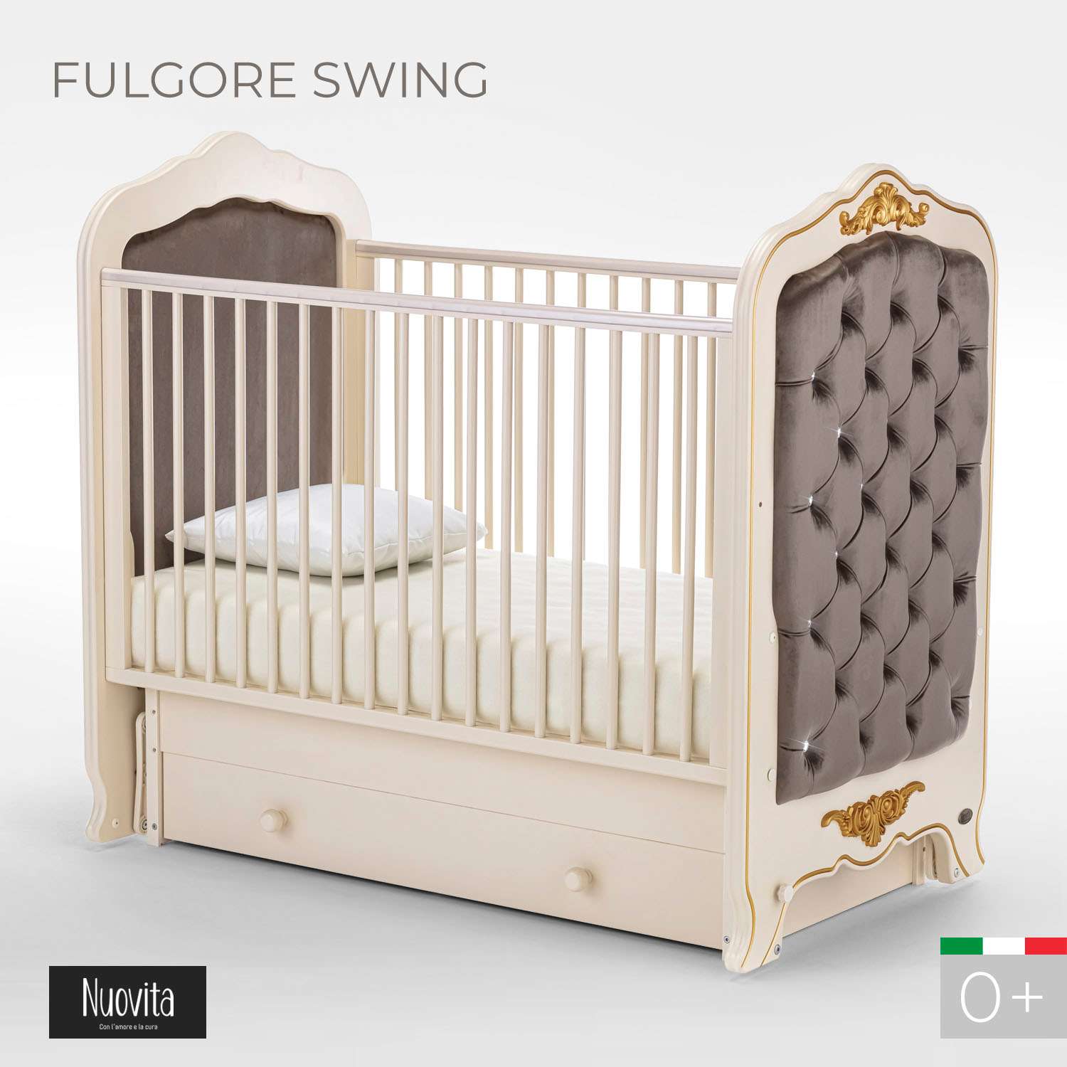 Детская кроватка Nuovita Fulgore Swing прямоугольная, поперечный маятник (слоновая кость) - фото 2