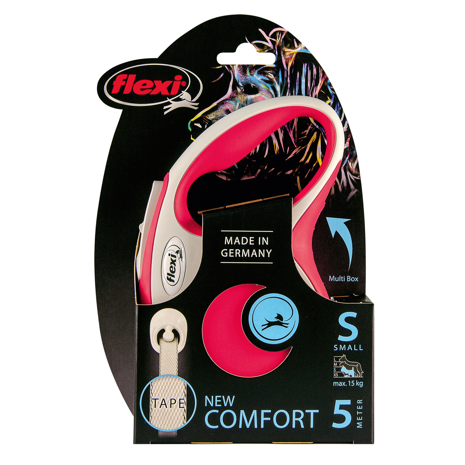 Рулетка для собак Flexi New Line Comfort S лента 5м до 15кг Серый-Красный - фото 2