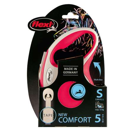 Рулетка для собак Flexi New Line Comfort S лента 5м до 15кг Серый-Красный