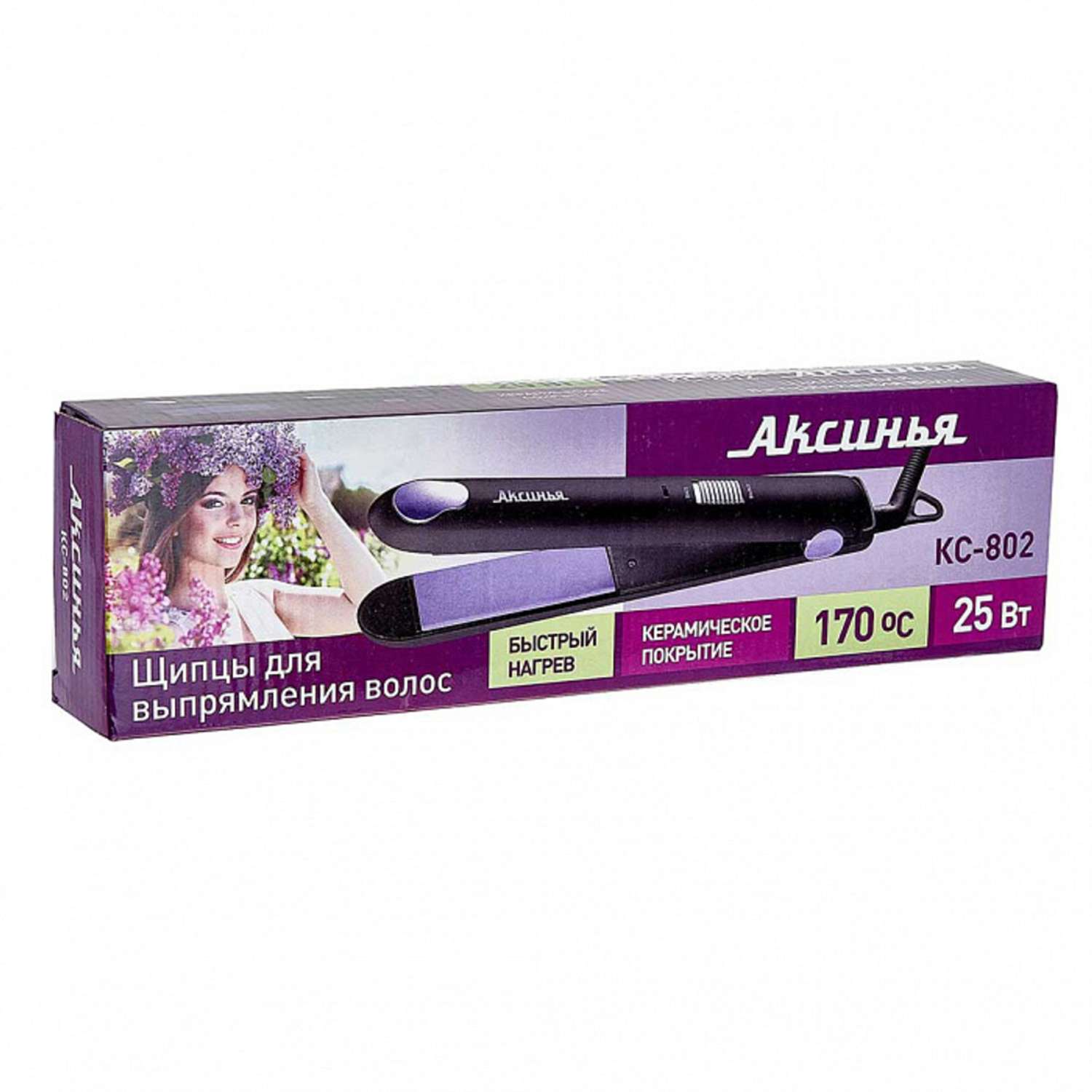 Щипцы для выпрямления волос Аксинья КС-802 черный с фиолетовым - фото 4