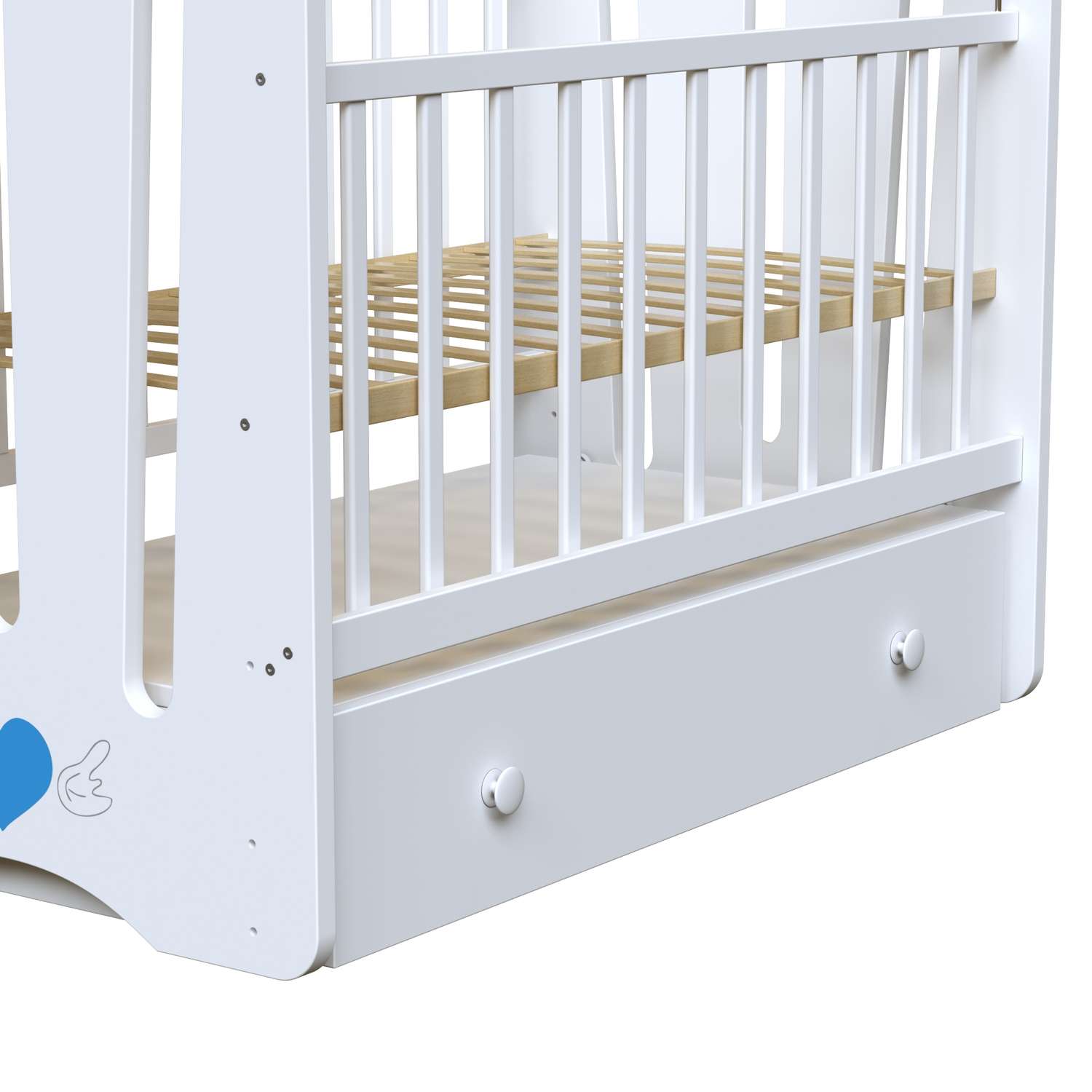 Детская кроватка ВДК прямоугольная, поперечный маятник (белый) - фото 2