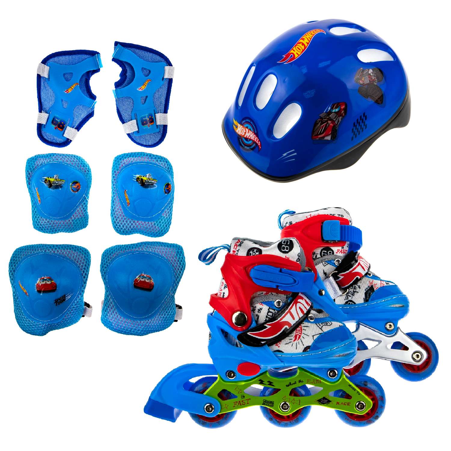 Коньки роликовые Hot Wheels со светом в комплекте с защитой и шлемом M 34-37 - фото 7