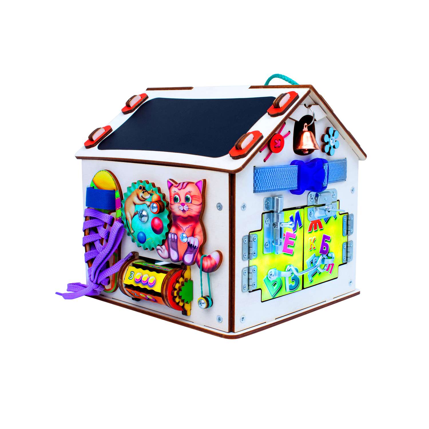 Бизиборд Jolly Kids развивающий домик со светом Котик - фото 2
