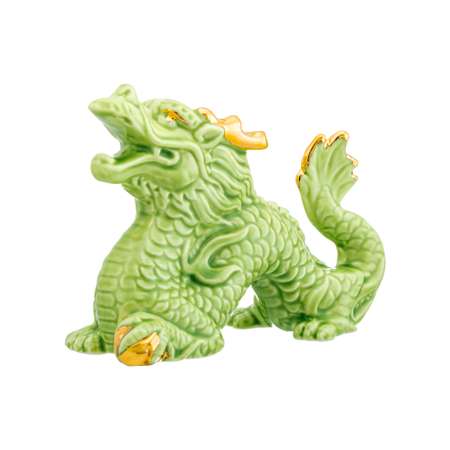 Фигурка декоративная Elan Gallery 12х5х9 см Китайский дракон зеленая с золотом