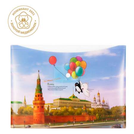 Папка-конверт COMIX на кнопке А4 серия География Москва Кремль