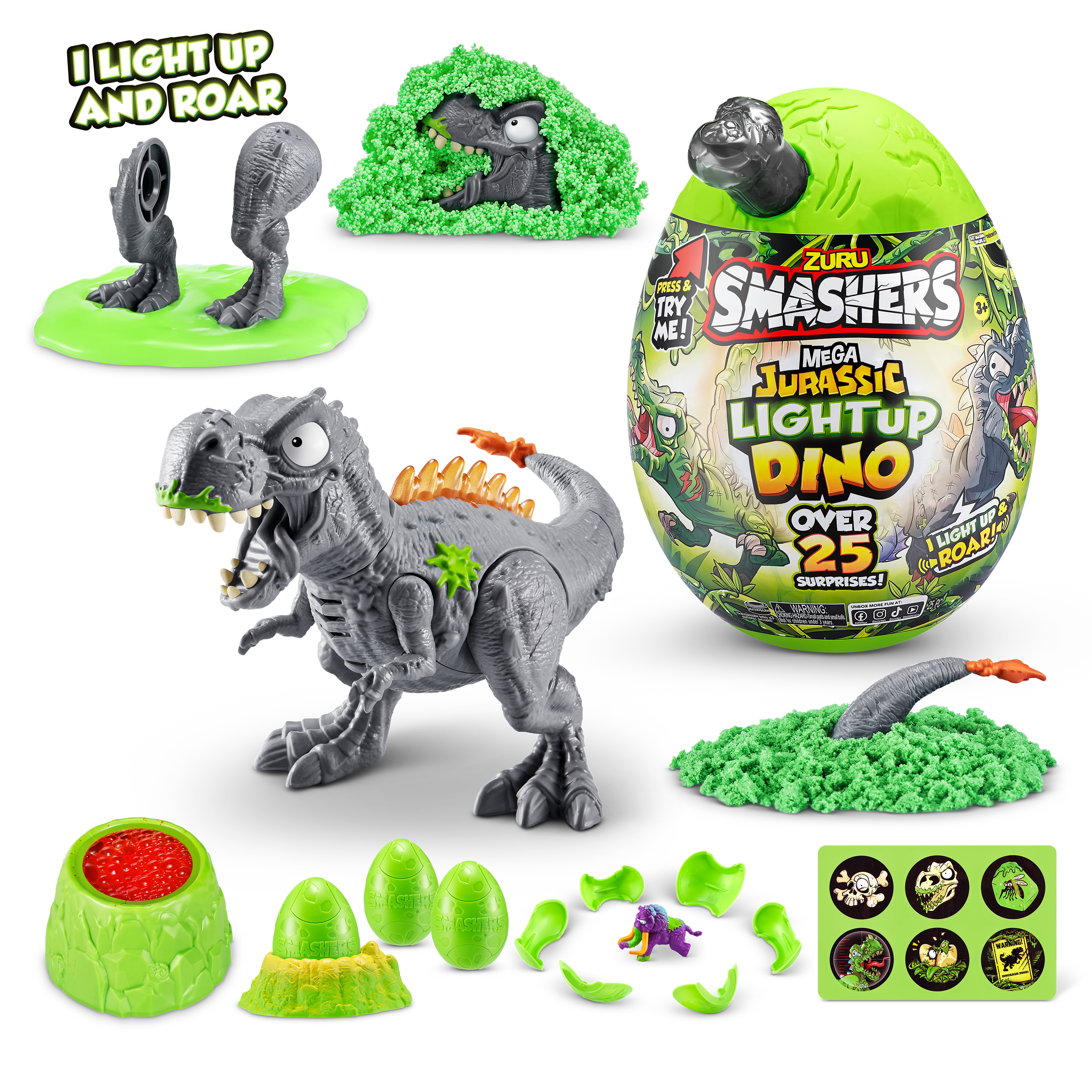 Игрушка сюрприз Zuru Smashers Jurassic Мега Динозавр со светом и звуком - фото 4