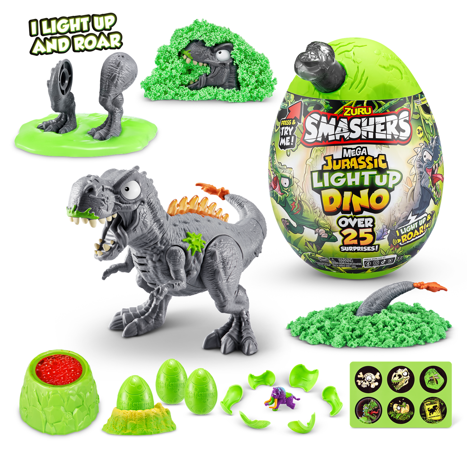 Игрушка сюрприз ZURU Smashers Jurassic Мега Динозавр со светом и звуком - фото 4