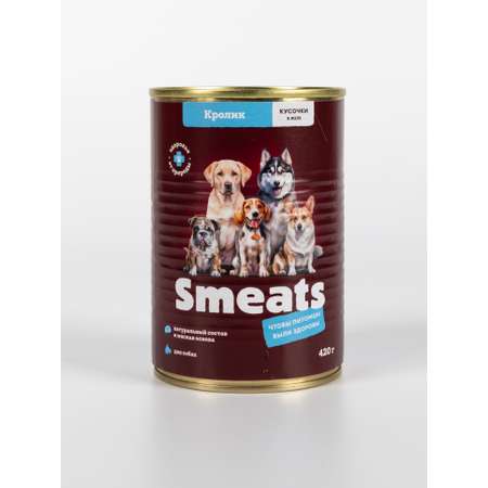 Корм для собак влажный Smeats кролик 420 г 6 шт.