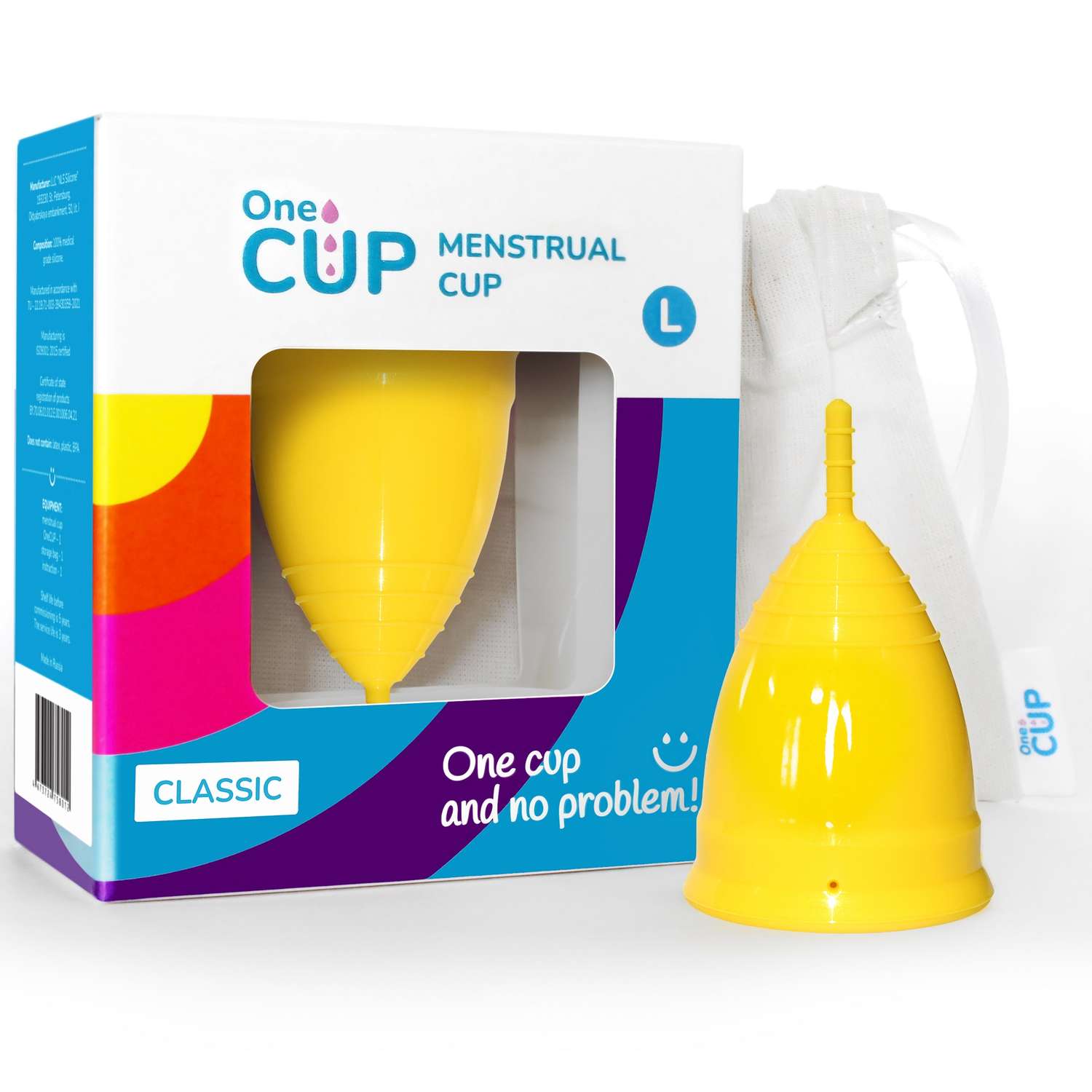 Менструальная чаша OneCUP Classic желтая размер L - фото 1