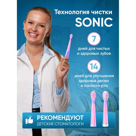 Сменные насадки PECHAM для детской электрической зубной щетки Kids Smart Pink