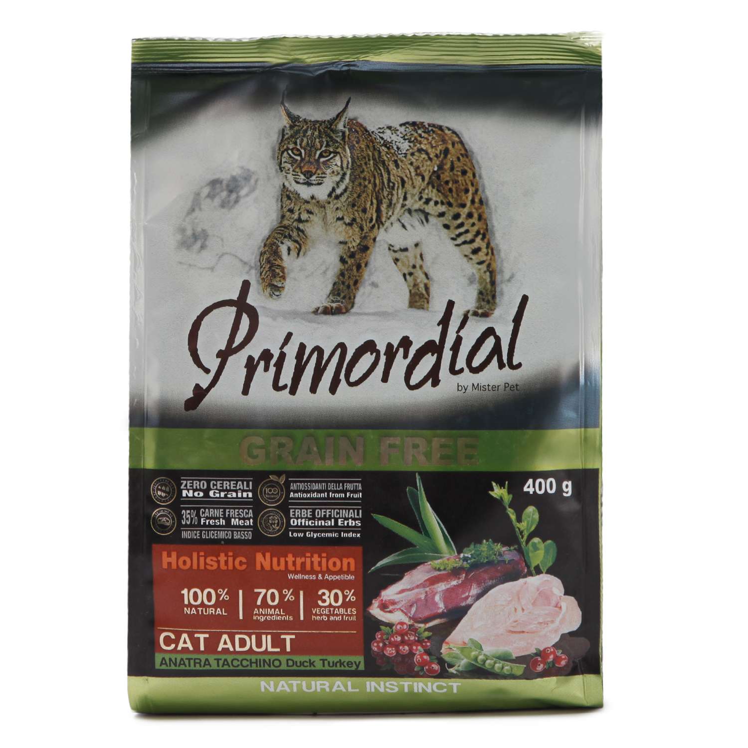 Корм сухой для кошек Primordial 400г беззерновой утка-индейка - фото 2