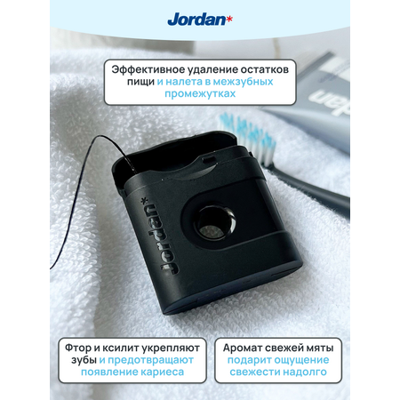 Зубная нить JORDAN Dental Floss Whitening с углем фтором ксилитом и мятным вкусом 25m