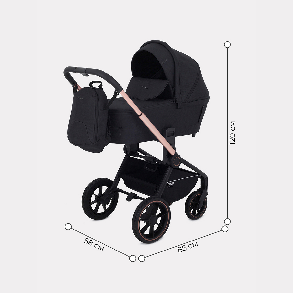 Коляска детская универсальная MOWbaby ZOOMPU (3в1) RA087 Gold Black - фото 3