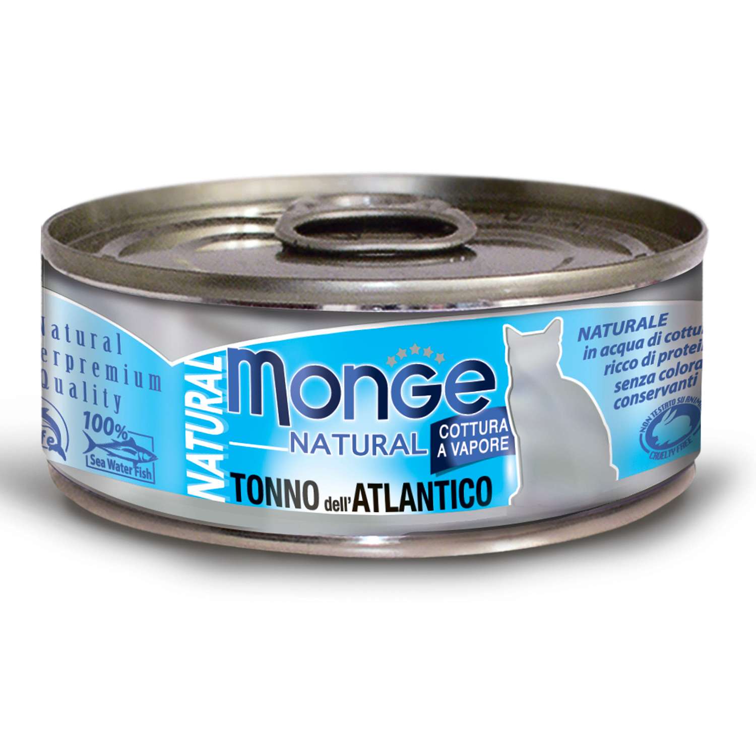 Корм влажный для кошек MONGE Natural 80г атлантический тунец консервированный - фото 1
